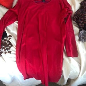 Red Forever 21 Midi Dress Longsleeve